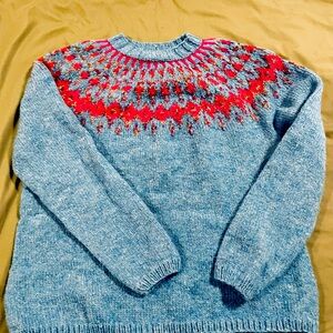 Blue Hand Knit Fairisle Sweater